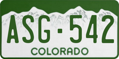 CO license plate ASG542