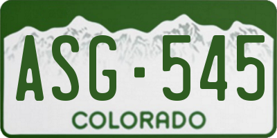 CO license plate ASG545