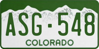CO license plate ASG548