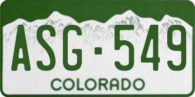 CO license plate ASG549