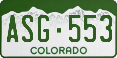 CO license plate ASG553