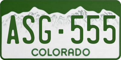 CO license plate ASG555
