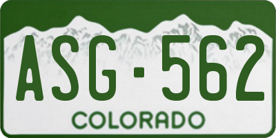 CO license plate ASG562