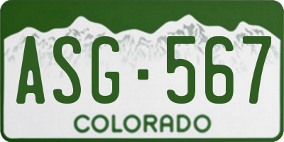 CO license plate ASG567