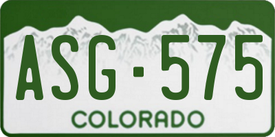 CO license plate ASG575