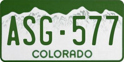 CO license plate ASG577