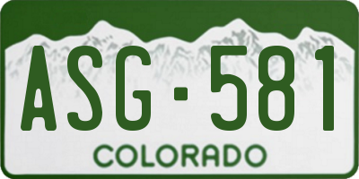CO license plate ASG581