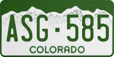CO license plate ASG585