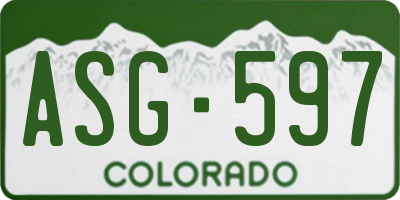 CO license plate ASG597