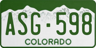 CO license plate ASG598
