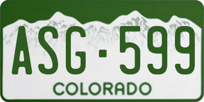 CO license plate ASG599