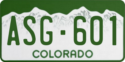 CO license plate ASG601