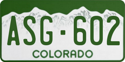 CO license plate ASG602