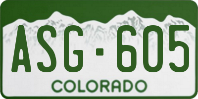 CO license plate ASG605