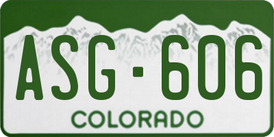 CO license plate ASG606