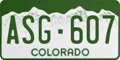 CO license plate ASG607