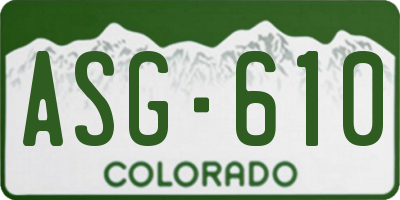 CO license plate ASG610