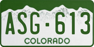 CO license plate ASG613
