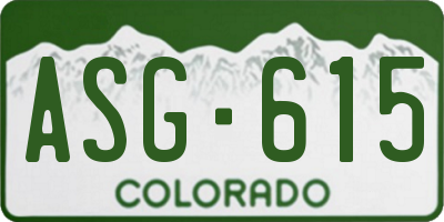 CO license plate ASG615