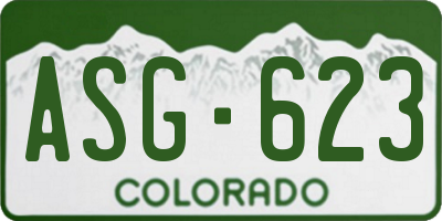 CO license plate ASG623