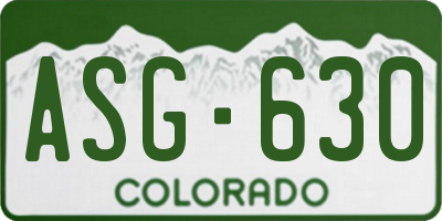 CO license plate ASG630