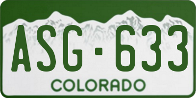 CO license plate ASG633