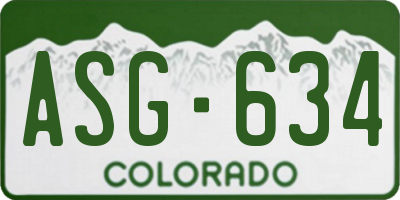 CO license plate ASG634