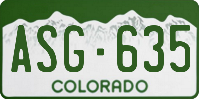 CO license plate ASG635