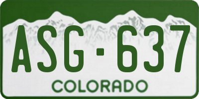 CO license plate ASG637