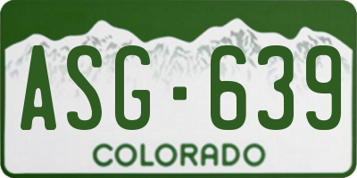 CO license plate ASG639