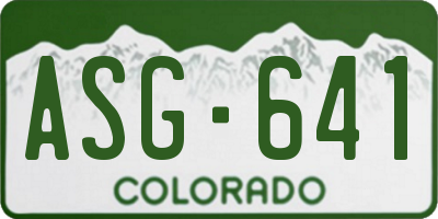 CO license plate ASG641