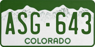 CO license plate ASG643