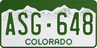 CO license plate ASG648