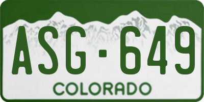 CO license plate ASG649