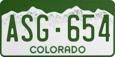CO license plate ASG654
