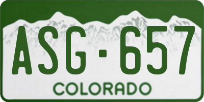 CO license plate ASG657