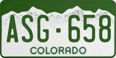 CO license plate ASG658