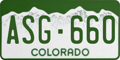 CO license plate ASG660