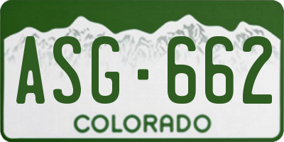 CO license plate ASG662