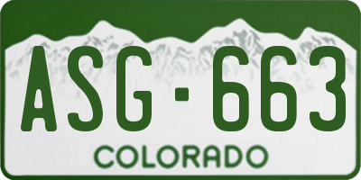 CO license plate ASG663