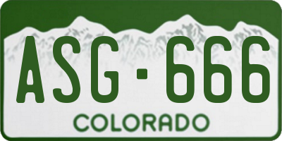 CO license plate ASG666