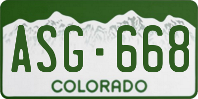 CO license plate ASG668