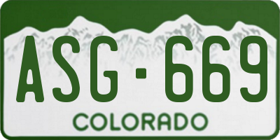 CO license plate ASG669