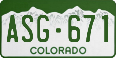 CO license plate ASG671