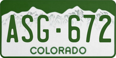 CO license plate ASG672