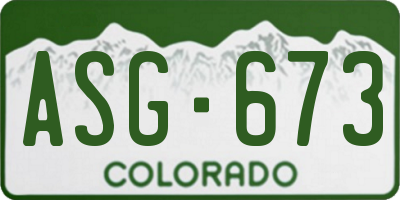 CO license plate ASG673