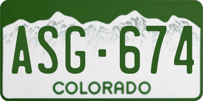 CO license plate ASG674