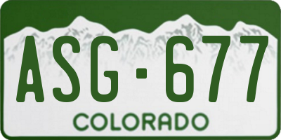 CO license plate ASG677