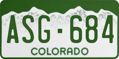 CO license plate ASG684