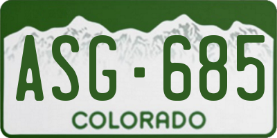 CO license plate ASG685